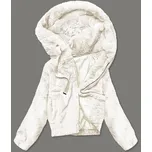 Krátká dámská kožešinová bunda v ecru barvě (B8050-26) odstíny béžové L (40)