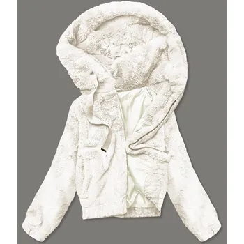 Krátká dámská kožešinová bunda v ecru barvě (B8050-26) odstíny béžové L (40)