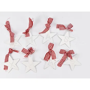 Vánoční dekorace Sada 8 ks hvězdiček X MAS na stužce