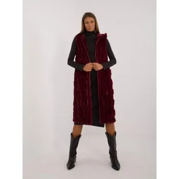 Dámská vesta Dámská vesta s kožešinou a zapínáním na knoflíky bordó