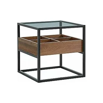 Konferenční stolek Konferenční stolek HARMONY B sklo a ořechová deska a černá kostra