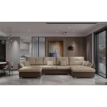 Sedací souprava Rozkládací rohová sedačka MANILA U béžová / hnědá