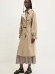 Bavlněný trenčkot Desigual COLONIA béžová barva, oversize,