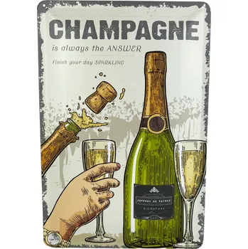 Plechová cedule DODINO Plechová cedule Champagne Is Always The Answer 20 x 30 cm