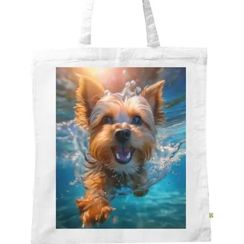 Nákupní taška BIO plátěná taška s potiskem Taška s plavajícím jorkšírkem