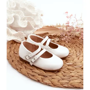 Dívčí baleríny Dětské baletky s proužky Margenis Barva: Bílá, Velikost: 19