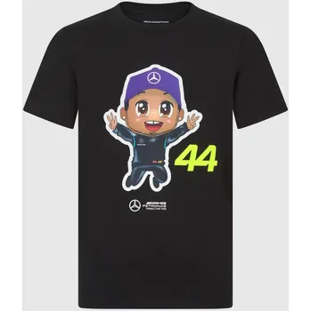 Dětské tričko Lewis Hamilton - Mercedes AMG F1 černé 140 cm