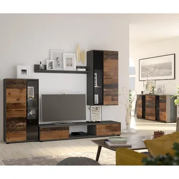 Obývací stěna Obývací stěna SALSA + komoda | 235 cm + 140 cm | old wood style/matera