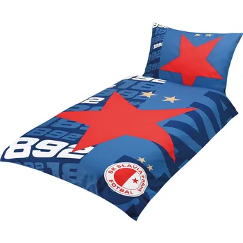 Povlečení Bellatex Slavia Praha modré 90/1177 140 x 200, 70 x 90 cm zipový uzávěr