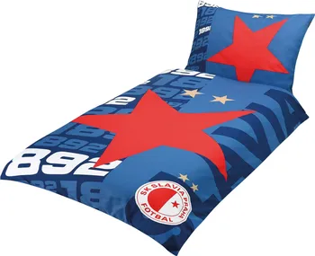 Ložní povlečení Bellatex Slavia Praha modré 90/1177 140 x 200, 70 x 90 cm zipový uzávěr