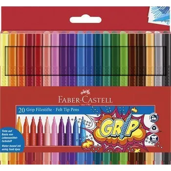 Faber Castell Fixy Grip, 20 barev, trojhranné, FABER-CASTELL ,balení 20 ks 512875