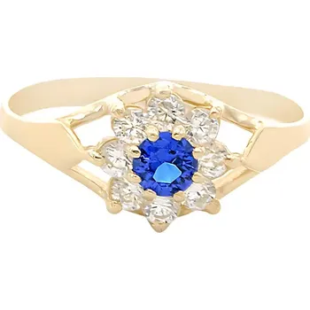 Prsten B&B Goldinvestic Zlatý prsten s modrým kamínkem a zirkony 1,70g Žlutá
