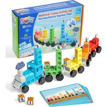 Dřevěná hračka Learning Resources® Matematický vláček Numberblocks® Mathlink® (62 dílků + předlohy)