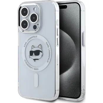 Pouzdro na mobilní telefon Karl Lagerfeld IML Choupette Head Metal Frame MagSafe Zadní Kryt pro iPhone 15 Pro Barva: Průhledná