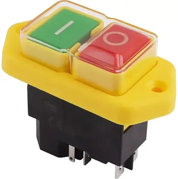 vypínač Tracon SSTM-045 Bezpečnostní tlačítko, miniaturní, upev.šroubováním, žlutý rám 5PIN, 230 VAC, 12A/AC3, IP54, 6,3×0,8 (Tracon SSTM-045)