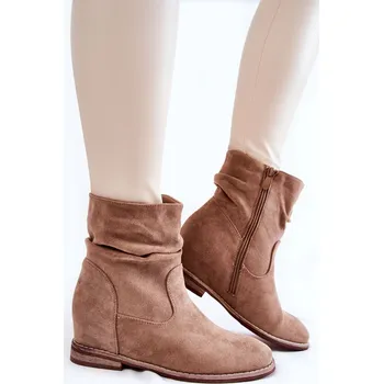 Dámské kozačky Módní Semišové Boty Na Skrytém Klínu Finney Barva: Béžová, Velikost: 41