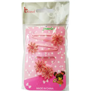 Bono Bijou Dívčí vlasová souprava KYTIČKY s kamínky Růžová světlá