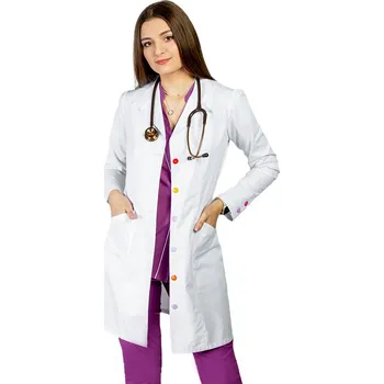 Zdravotnický oděv Bílý zdravotnický plášť na zapínání - dámský | drinuniforma.cz