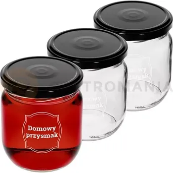 Sklenice Zavařovací sklenice Twist-off 425 ml s potiskem "Domácí pochoutka" a černým víčkem Ø 82/6 - 3 ks | BROWIN, 132433
