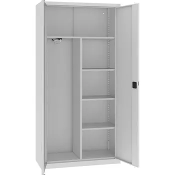 Kovová skříň s šatním odílem, v x š x h: 1990 x 1000 x 435 mm, barva: korpusu šedá RAL7035 / dveří šedá RAL7035