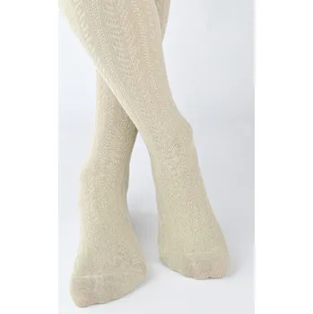 Dámské punčochy Dívčí žebrované punčochové kalhoty se vzorem rybí kost RB012 0-2 let béžová 80-86