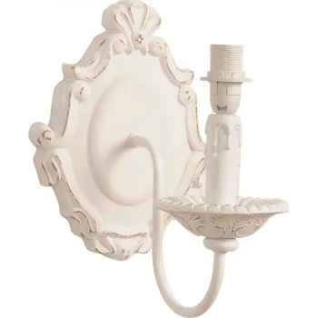 Nástěnné svítidlo Bílé kovové nástěnné světlo na bílém dřevěném rameni – 19x25x24 cm