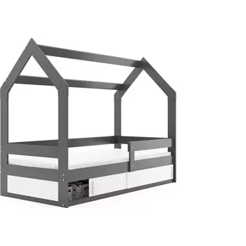 Postel BMS GROUP Dětská postel Domek 1 - 1 osoba, 80x160 s úložným prostorem bez matrace – Grafit