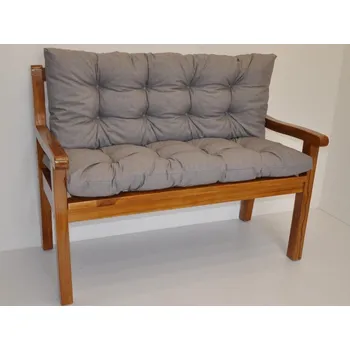 Zahradní lavice Nábytek PEGAS Lavička teaková 150 cm polstr šedý melír