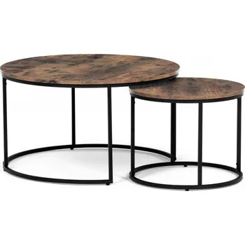 Konferenční stolek Artium Set 2 ks stolků, MDF deska, dekor staré dřevo, kovová podnož, černý lak AF-3002 OLW