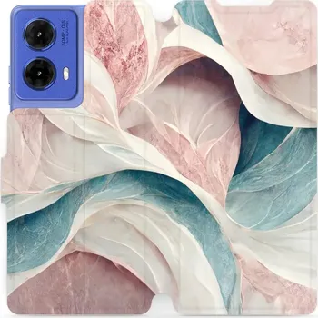 Pouzdro na mobilní telefon Flipové pouzdro Mobiwear - Motorola Moto G85 5G - VP33S Růžový a zelenkavý mramor (Knížkové flip pouzdro, obal, kryt na mobil Motorola Moto G85 5G - VP33S Růžový a zelenkavý mramor, materiál Umělá kůže + TPU - ochrana 360°, stojánek, silikonová vanička,)