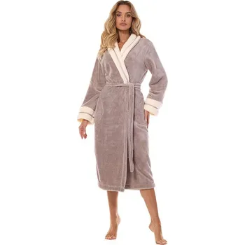 Dámské noční prádlo Huňatý župan Madame béžovo-bílý XL