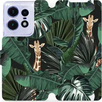 Pouzdro na mobilní telefon Flipové pouzdro Mobiwear - Motorola Edge 50 Pro - VP06P Žirafky (Knížkové flip pouzdro, obal, kryt na mobil Motorola Edge 50 Pro - VP06P Žirafky, materiál Umělá kůže + TPU - ochrana 360°, stojánek, silikonová vanička, magnetické zavírání)