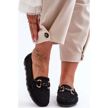 Dámské mokasíny Kožené Dámské Mokasíny S Ozdobou Dionira Barva: Černá, Velikost: 37