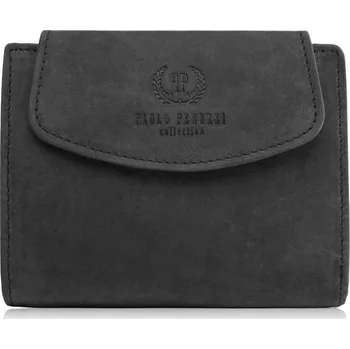 Peněženka Paolo Peruzzi Dámská rozkládací kožená peněženka PAOLO PERUZZI; matná černá
