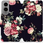 Flipové pouzdro Mobiwear - OnePlus Nord CE 4 Lite 5G - VD11P Růže na černé (Knížkové flip pouzdro, obal, kryt na mobil OnePlus Nord CE 4 Lite 5G - VD11P Růže na černé, materiál Umělá kůže + TPU - ochrana 360°, stojánek, silikonová vanička, magnetické)