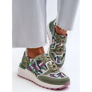 Dámské tenisky Dámské kožené tenisky na platformě Maciejka 06390-09 seledýnové Barva: Zelená, Velikost: 36