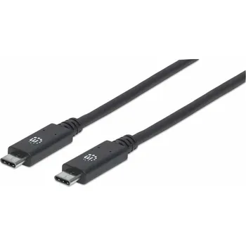 Manhattan USB-C kabel, USB 3.1 Gen 2, USB-C Male na USB-C Male, 10 Gbps, 5 A, 1m, černá