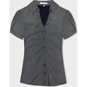 Dámská košile Tmavě modrá pruhovaná halenka s krátkými rukávy (SST16222D) odstíny modré L (40)