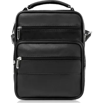 Abruzzo Pánská kožená taška přes rameno do práce Abruzzo; černá