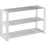 Autronic Botník, 3 kovové chromované police, masiv kaučukovník, bílý matný lak - 83168-12 WT