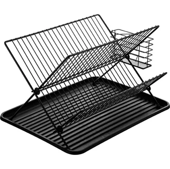Organizace kuchyně FLORINA Odkapávač na nádobí TINA s podnosem 42,5 x 32 x v.25 cm, černý, kov/plast