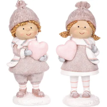 Bytová dekorace Autronic Děti se srdcem - polyresin, růžové, mix 2 druhů, cena za 1 ks SM440, sada 2 ks