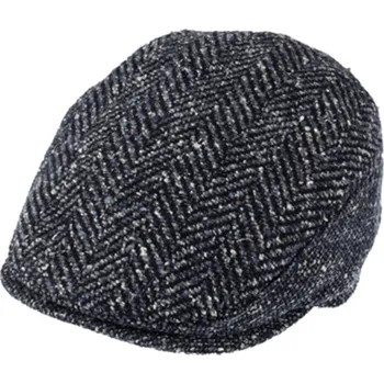 Čepice Fiebig - Headwear since 1903 Pánská zimní bekovka modrá rybí kost - Fiebig Velikost: 56 cm