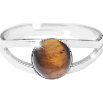 Prsten Stříbrný prsten s pravým minerálním kamenem Tygří Oko