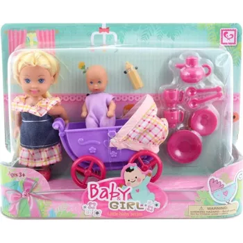 Panenka Panenka herní set s kočárkem a miminkem s doplňky plast