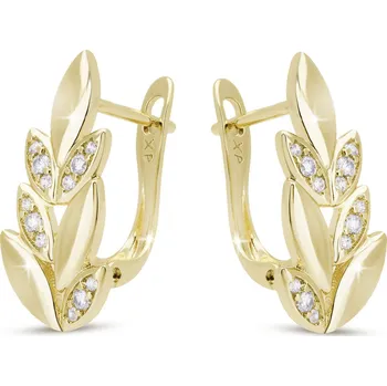 Náušnice biju Pozlacené náušnice 14k, lístky se zirkony 1003272