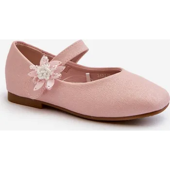 Dívčí baleríny Dětské lodičky s brokátovým vzorem, na suchý zip, Jeylin Barva: Růžová, Velikost: 27