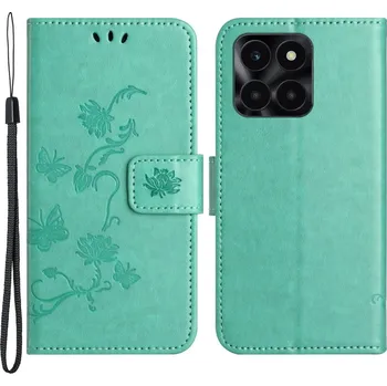 Pouzdro na mobilní telefon Flower knížkové pouzdro na Honor X6a - modrozelené