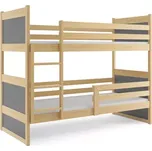 BMS GROUP Dětská patrová postel Rico - 2 osoby, 80x160 bez úložného prostoru bez matrace – Borovice, Grafit