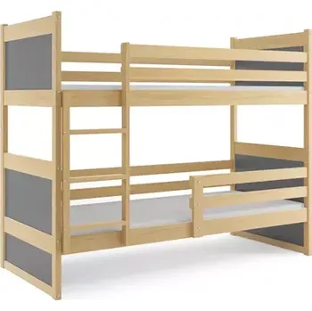BMS GROUP Dětská patrová postel Rico - 2 osoby, 80x160 bez úložného prostoru bez matrace – Borovice, Grafit